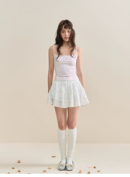 Button-Detailed Pleated Mini Skirt