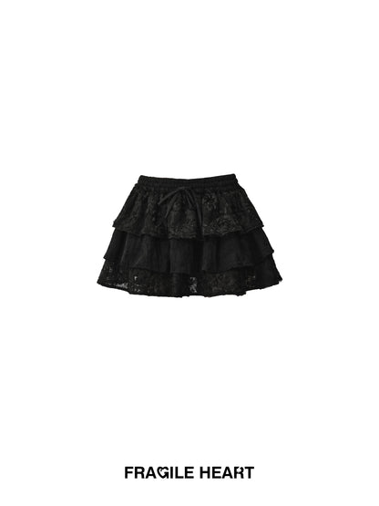 Multi-Layered Ruffle Lace Skirt