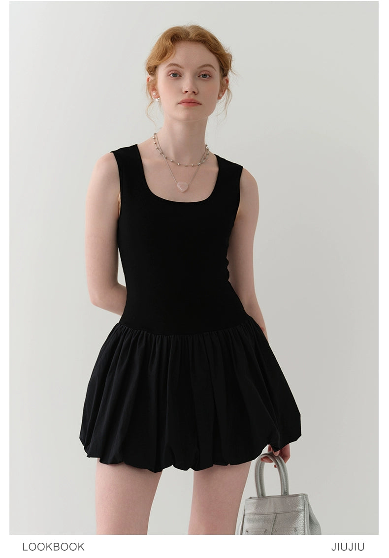 Sleeveless Bubble Skirt Dress In Minimalist Style