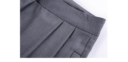 Straight Wide-Leg Tailored Pants With Logo Charm