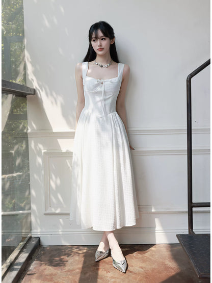 Breathable Elegant Long Dress With Built-In Bra Pads