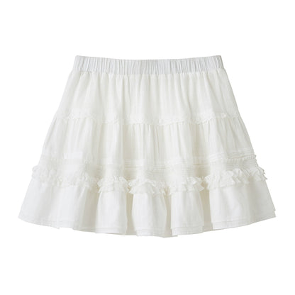 Jacquard Lace Fluffy High-waisted A-line Slim Skirt