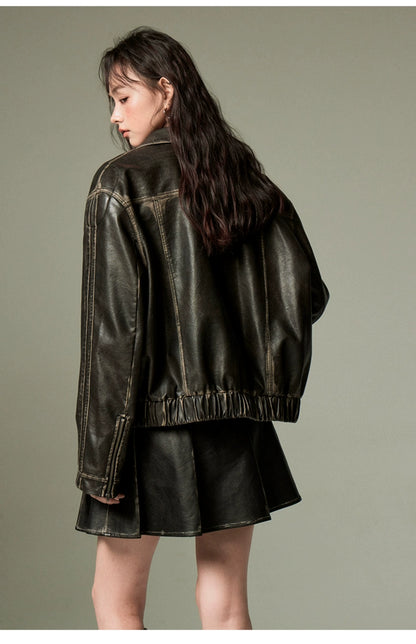 Bow Retro Leather Jacket