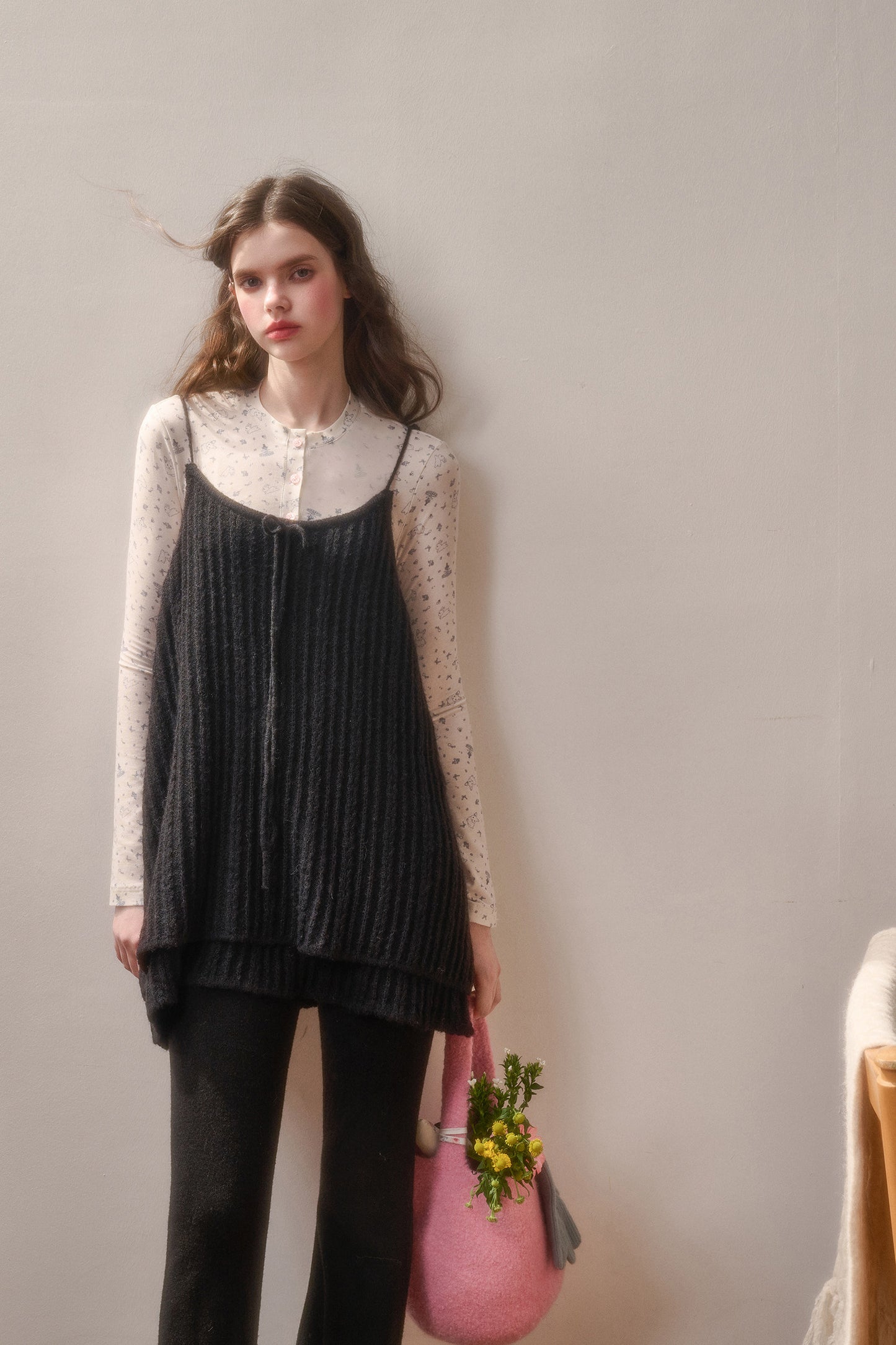 Soft Knit Babydoll Cami Dress & Flare Pants