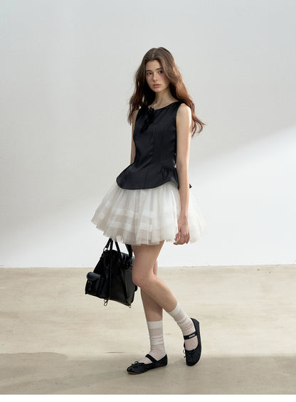 Sleeveless Faux Two-Piece Tutu Dress