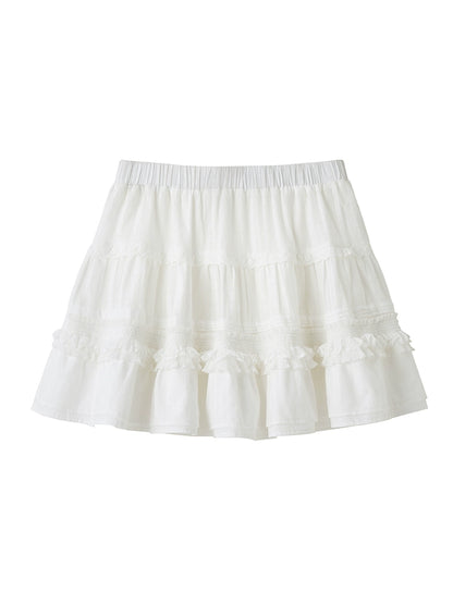 Jacquard Lace Fluffy High-waisted A-line Slim Skirt