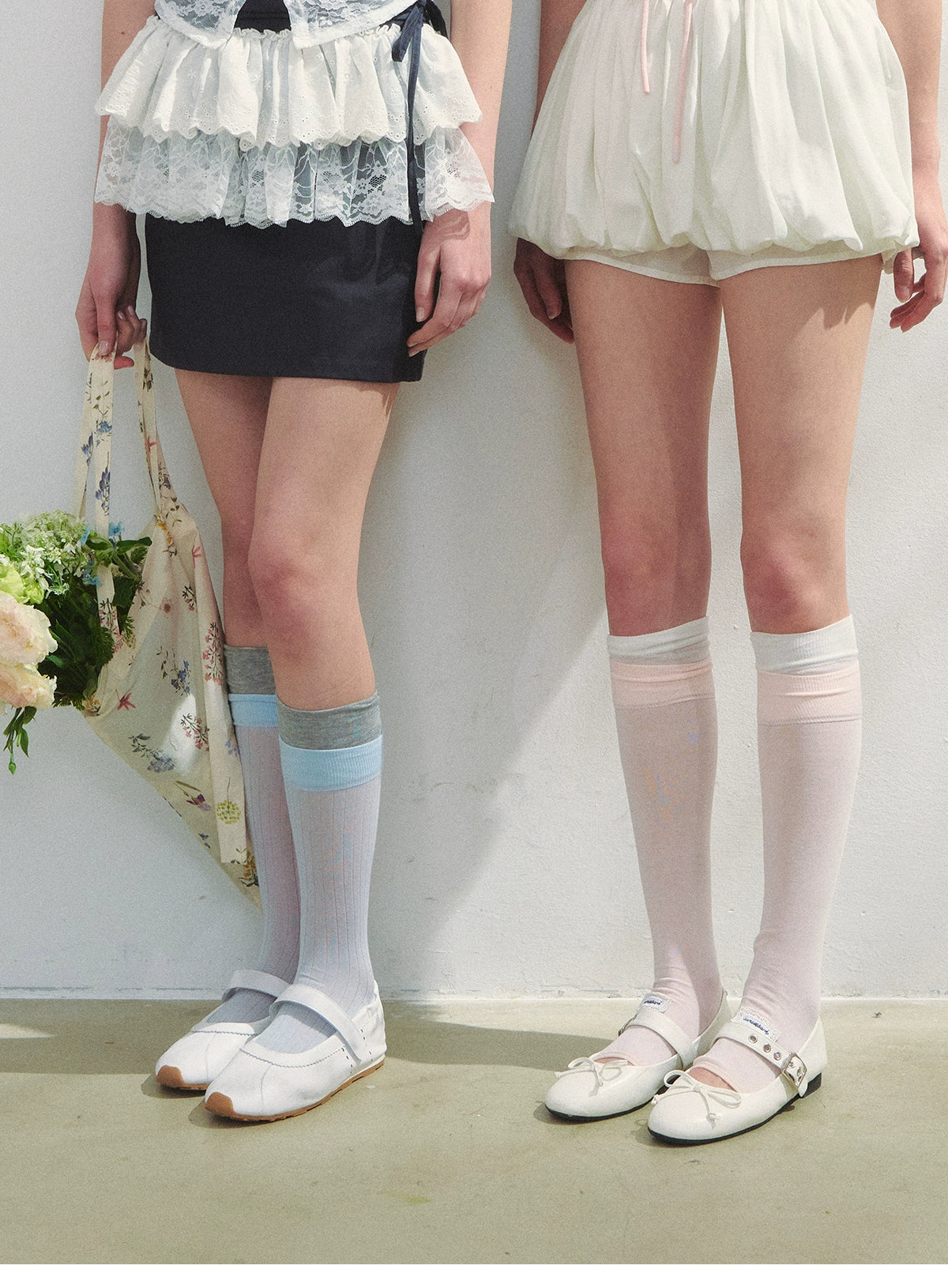 Contrast Stacked Sheer Open-Toe Socks