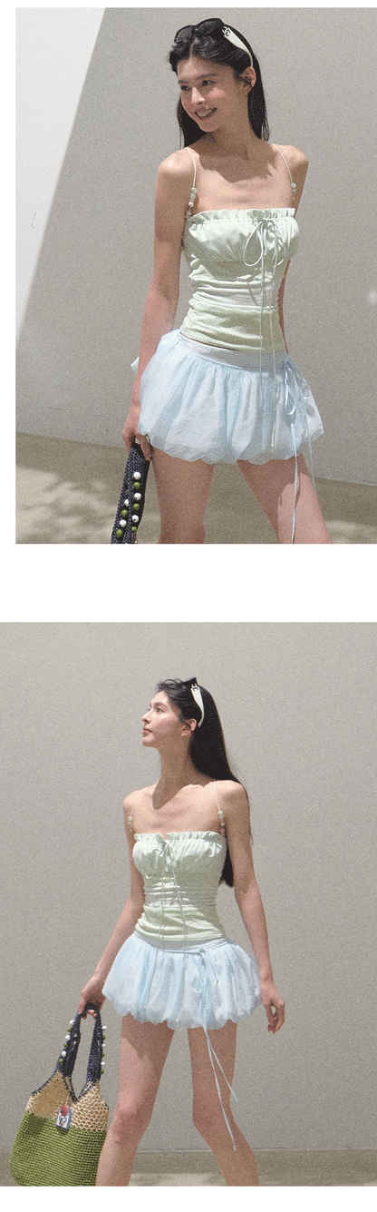 Micro Shorts With Detachable Bubble-Hem Layer