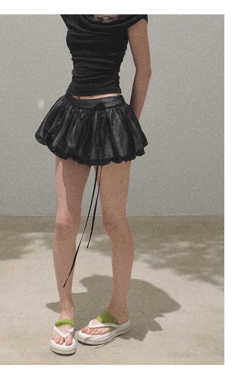 Micro Shorts With Detachable Bubble-Hem Layer
