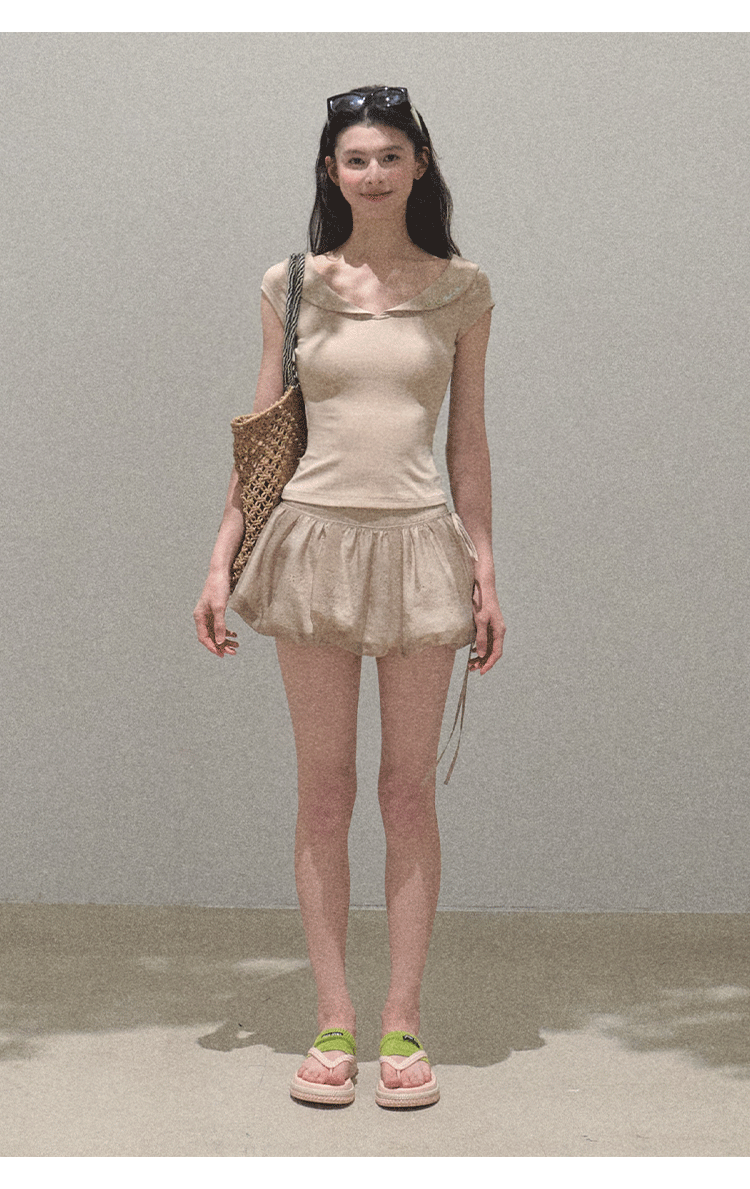Micro Shorts With Detachable Bubble-Hem Layer