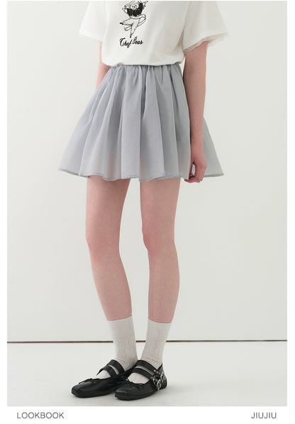 Flared Sheer Skirt With Elastic Waistband