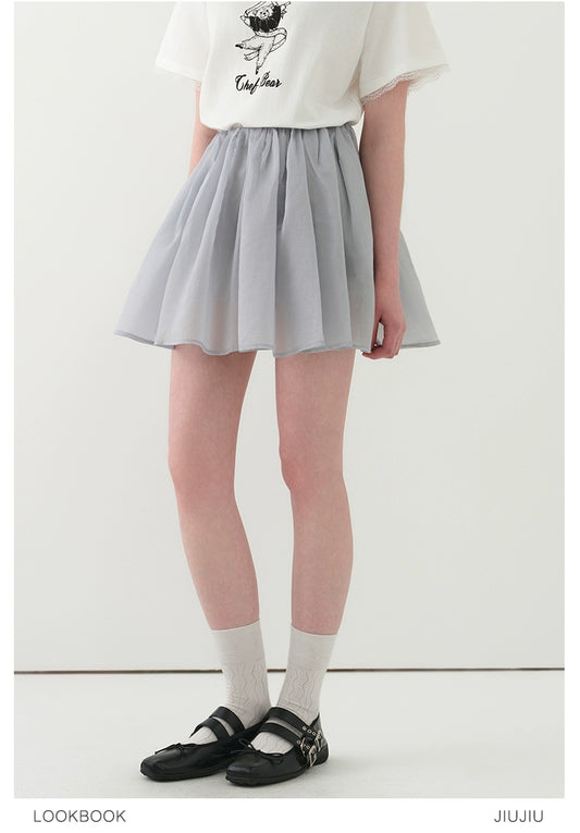 Flared Sheer Skirt With Elastic Waistband