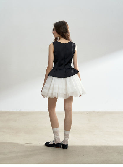 Sleeveless Faux Two-Piece Tutu Dress