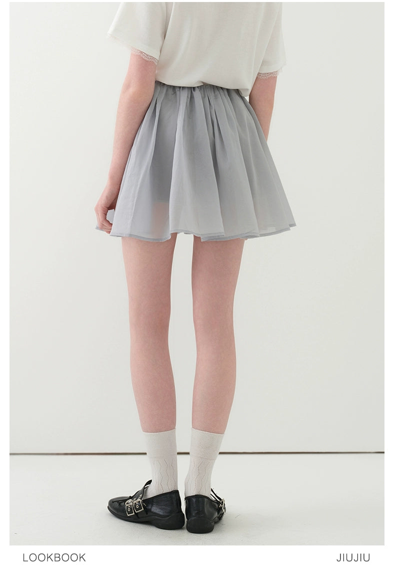 Flared Sheer Skirt With Elastic Waistband