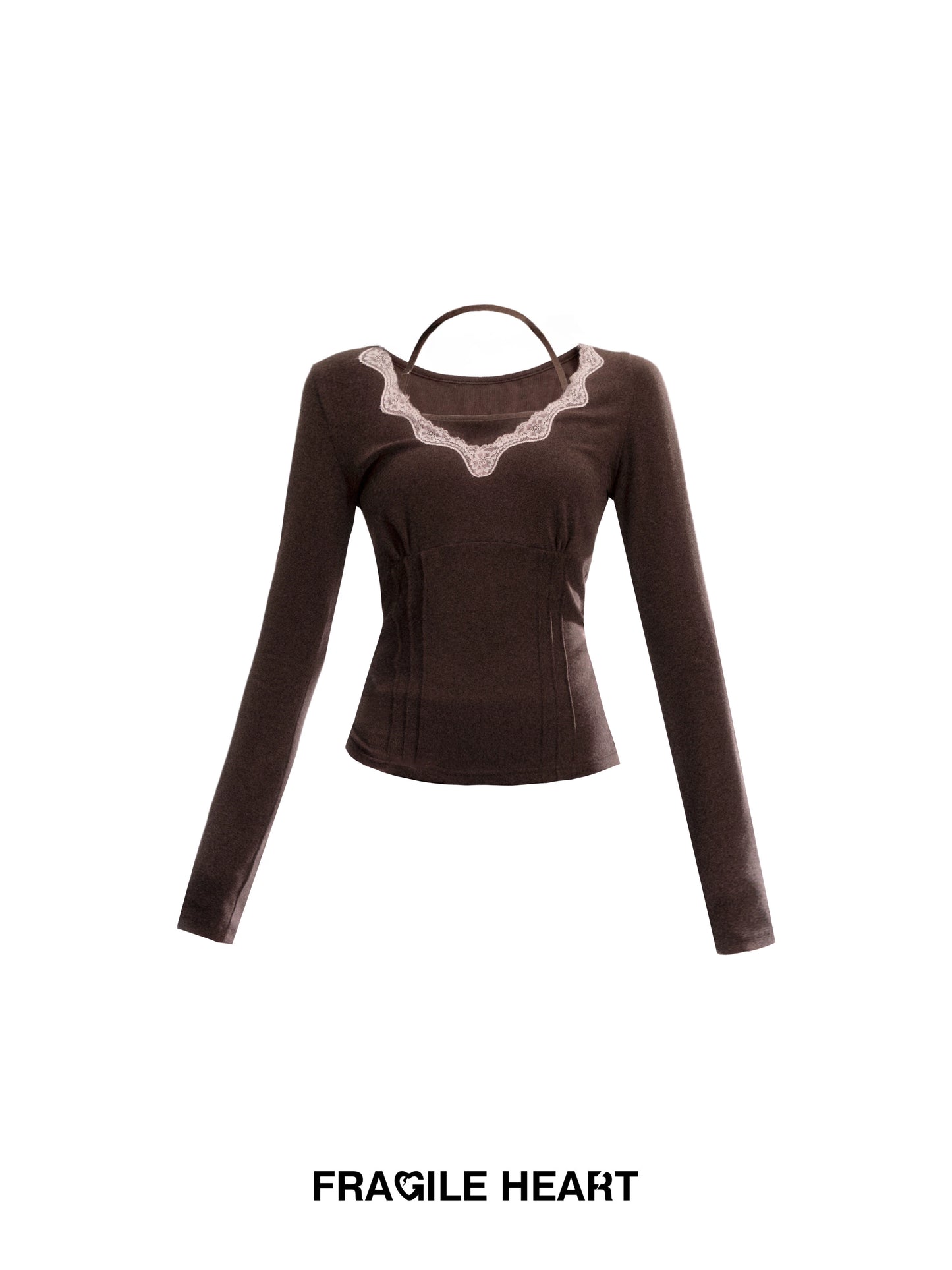 Ballet Style Lace-Trimmed Top With Halter Strap