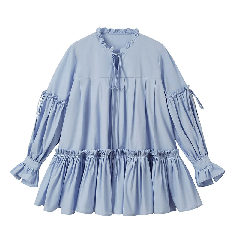 Ruffled Shirt Dress Onepiece