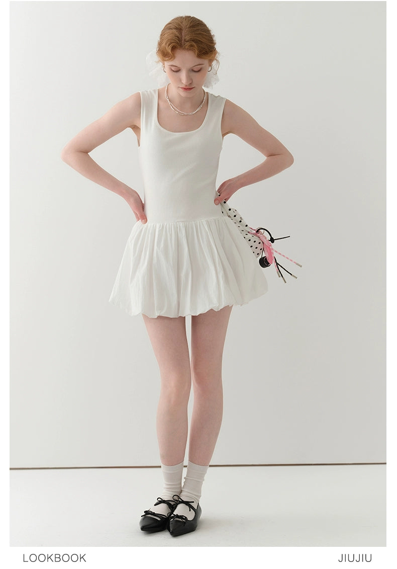 Sleeveless Bubble Skirt Dress In Minimalist Style