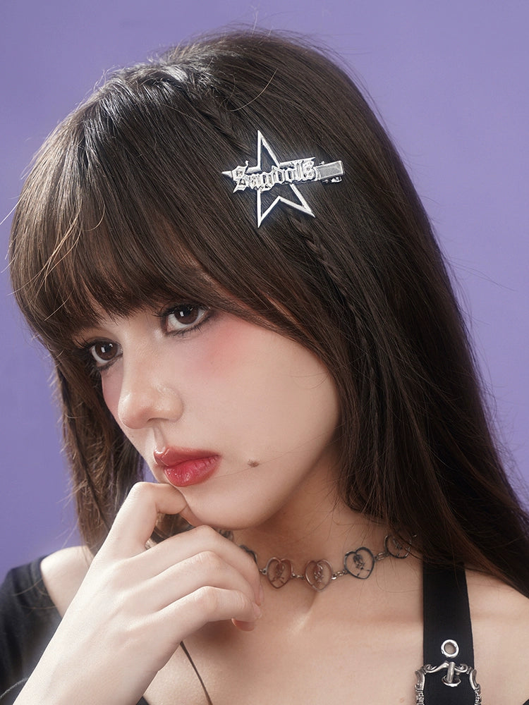 Star Motif And Letters Metal Hair Clip