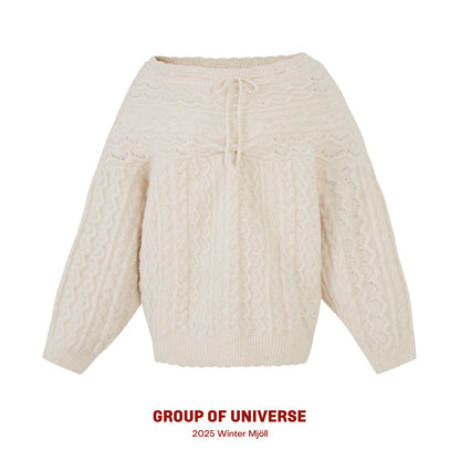 Slouchy Off-Shoulder Knit Top, Skirt & Shorts