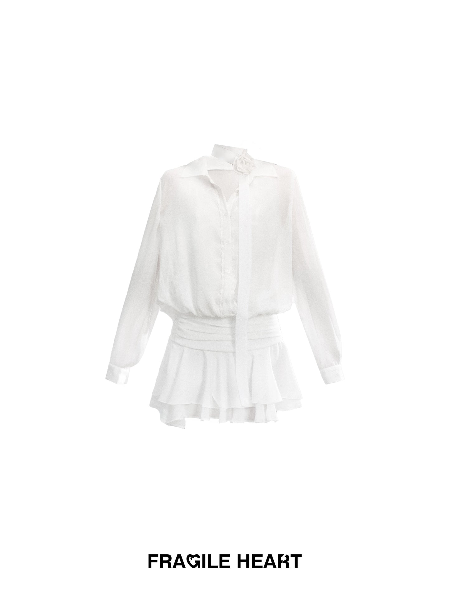 Sheer Chiffon Shirt Dress