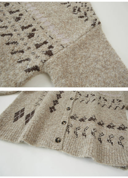 Playful Fair Isle Inspired Knit Cardigan