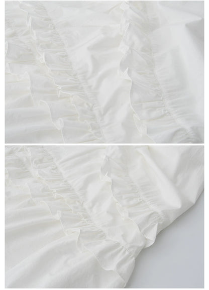 Puff-Sleeve Asymmetrical Ruffled Dress