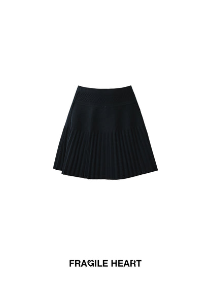 V-Neck Open-Knit Top & Pleated Mini Skirt
