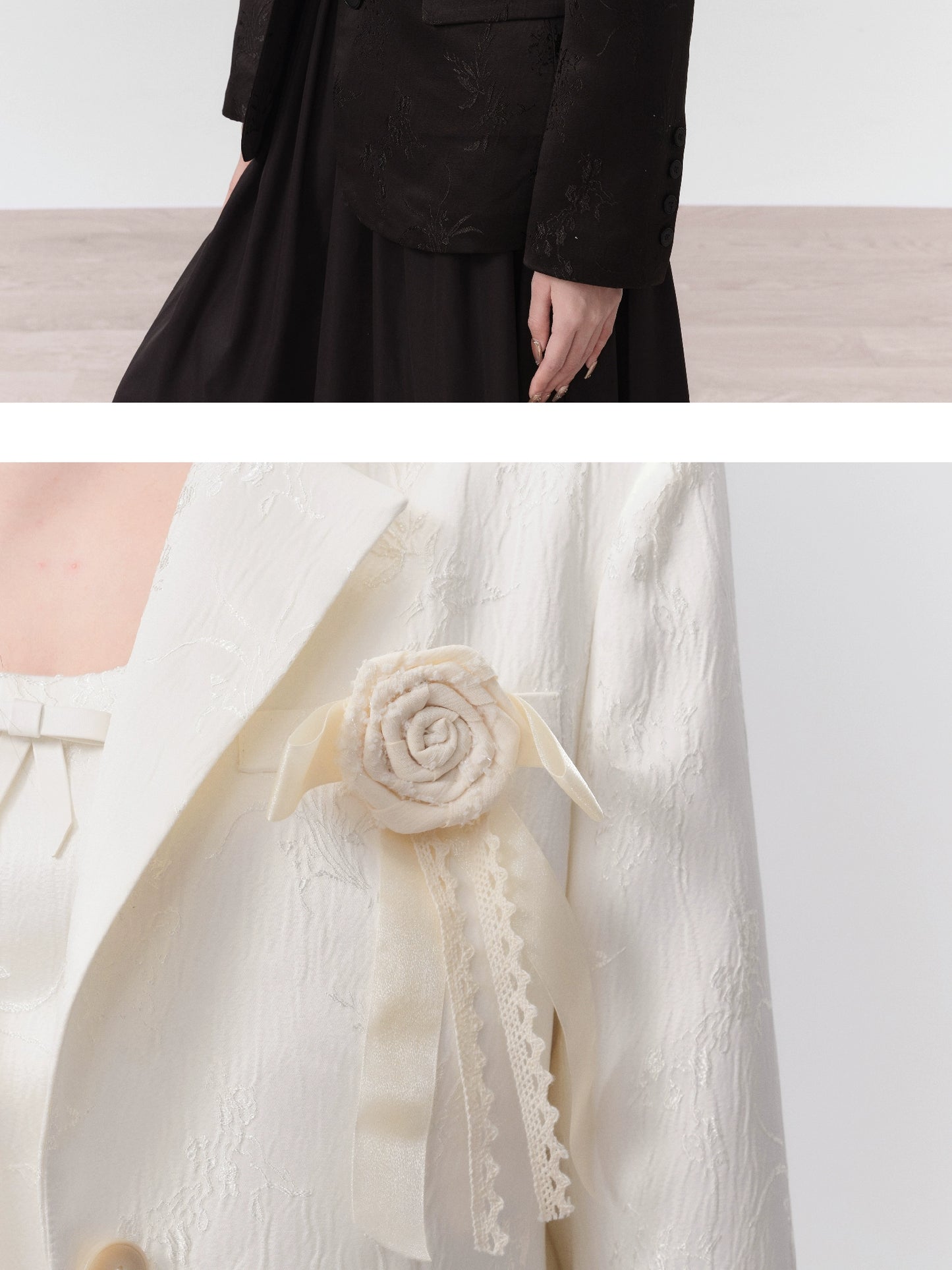 Lustrous Jacquard Suit Jacket With Corsage