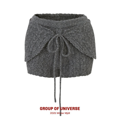 Slouchy Off-Shoulder Knit Top, Skirt & Shorts