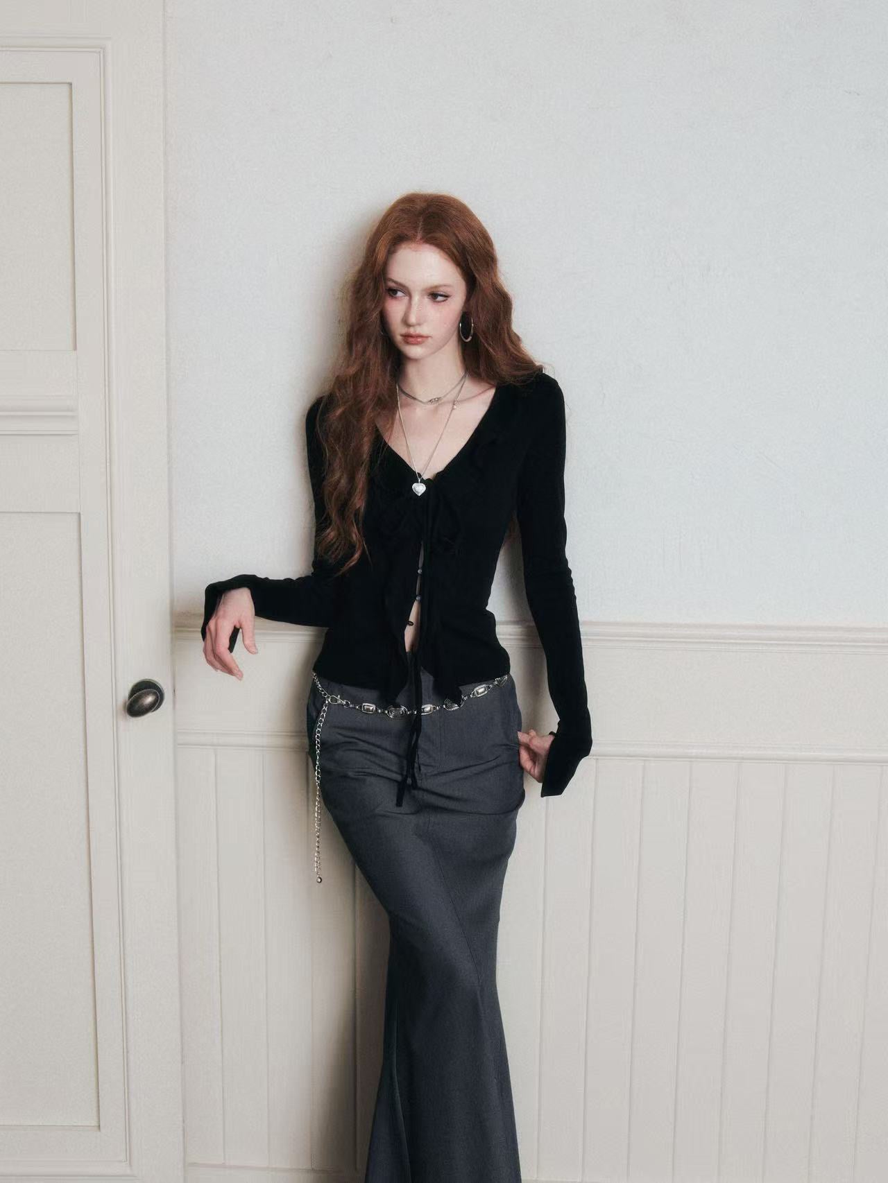 Ruffled Slim-Fit Ribbed Knit Top