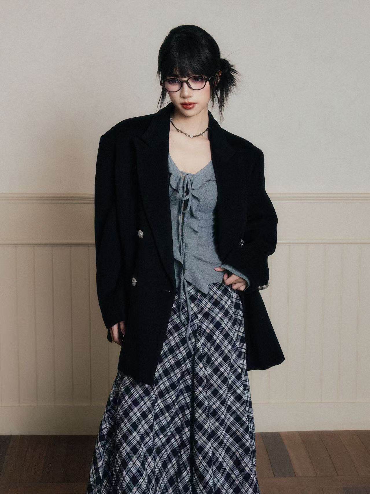 Oversized Wool-Blend Jacket With Metal Buttons