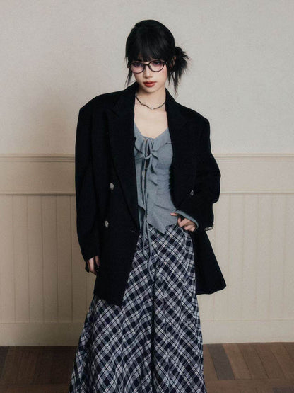 Oversized Wool-Blend Jacket With Metal Buttons