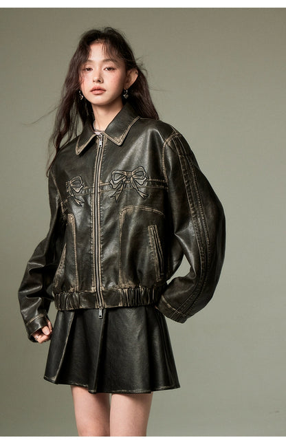 Bow Retro Leather Jacket