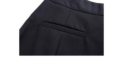 Straight Wide-Leg Tailored Pants With Logo Charm