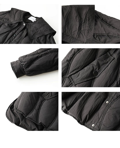 Lightweight Duck Down Jacket With Tie Neck Collar