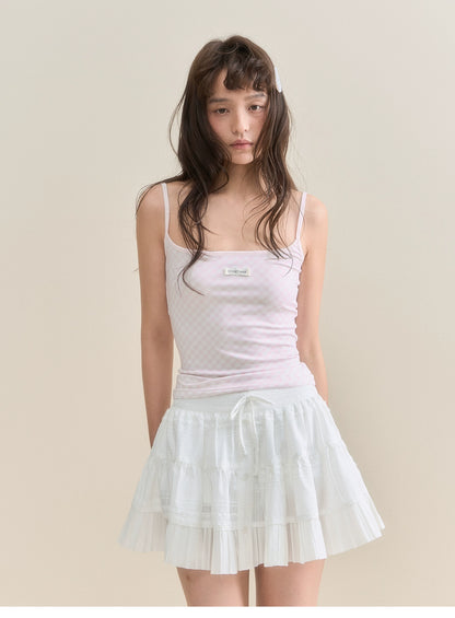 Button-Detailed Pleated Mini Skirt