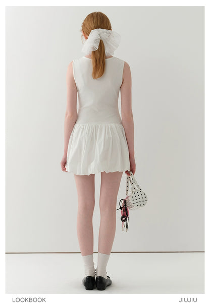 Sleeveless Bubble Skirt Dress In Minimalist Style