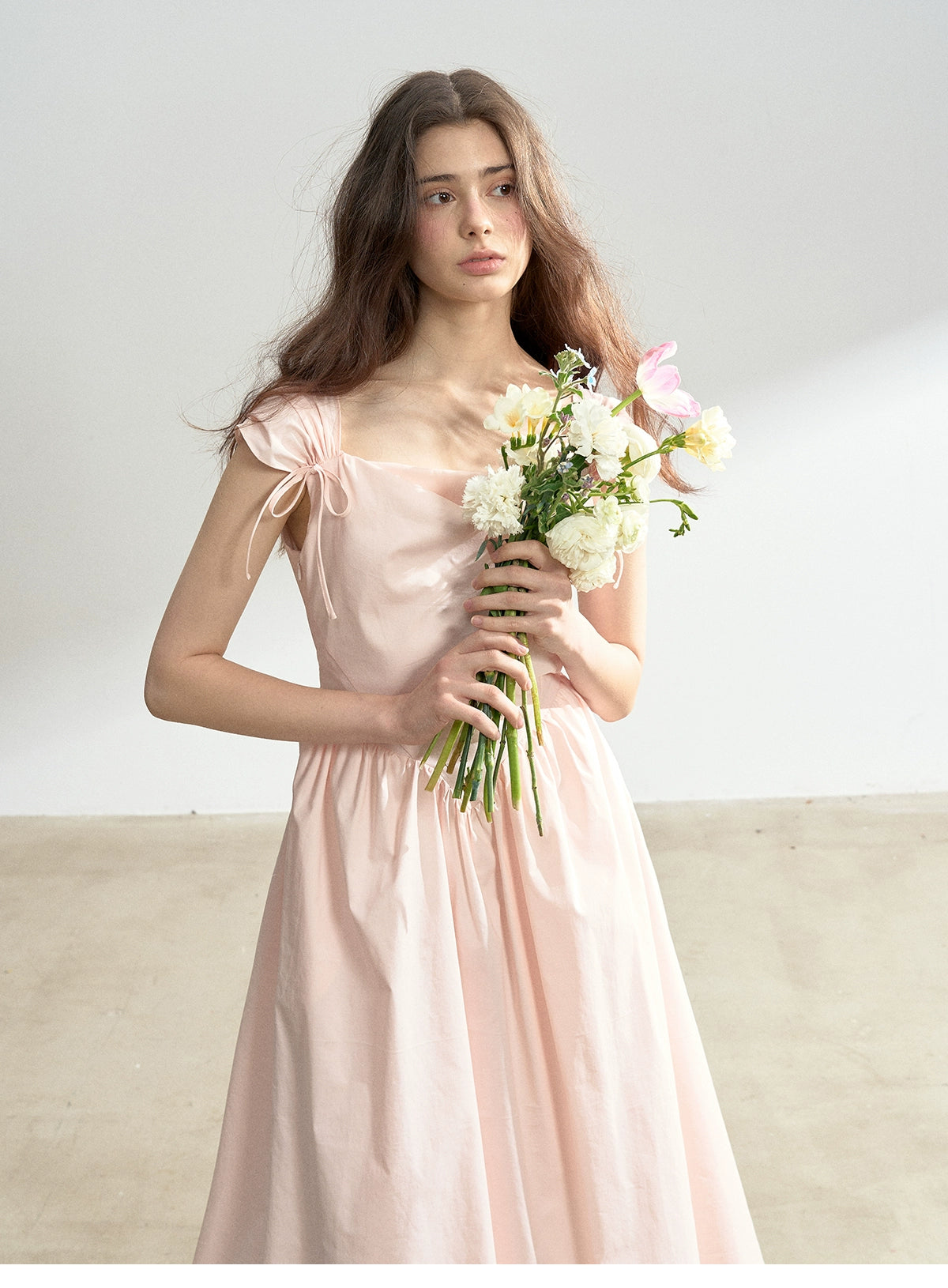Lace-Up Back Basque Waist Dress