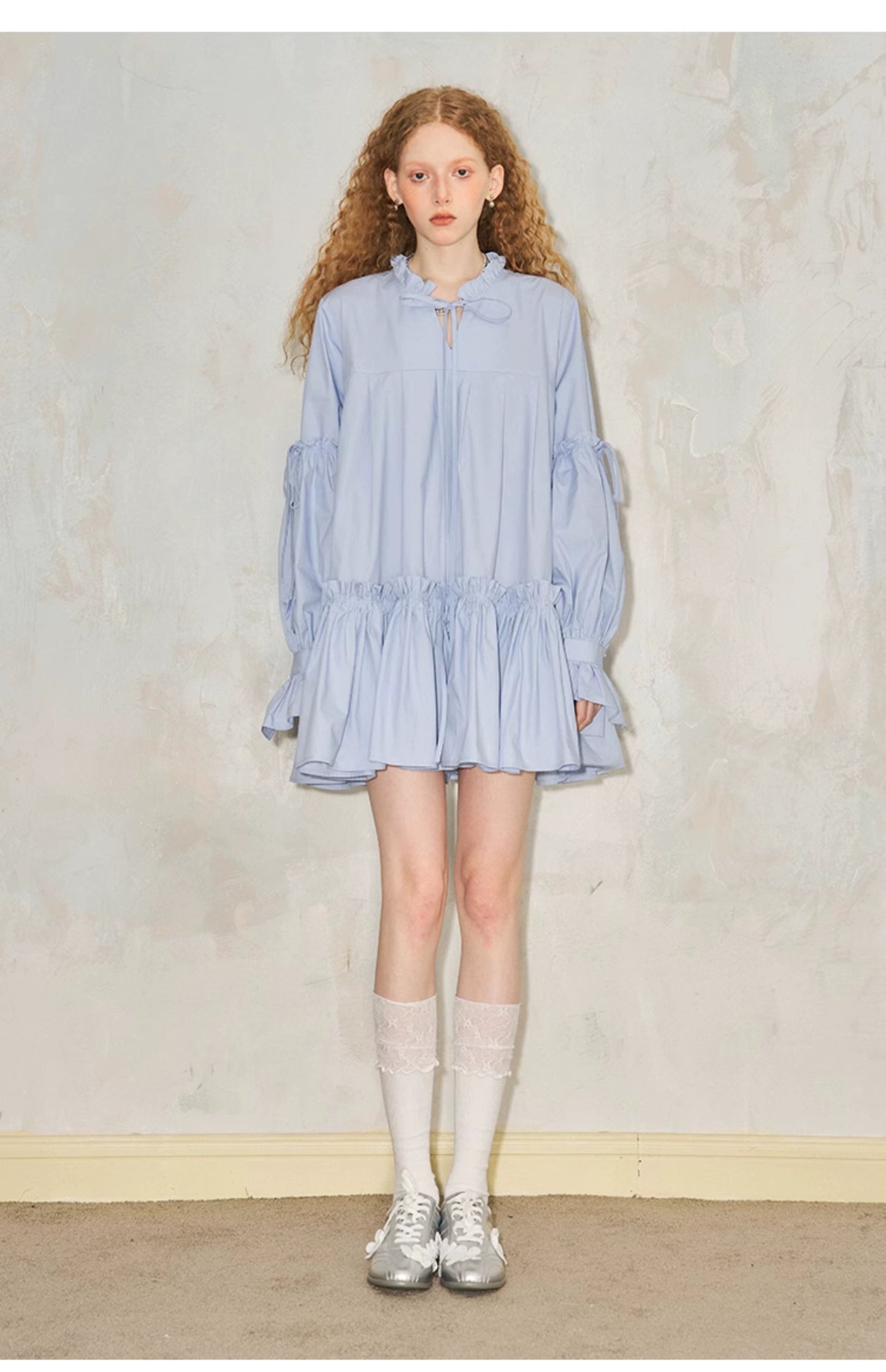 Ruffled Shirt Dress Onepiece