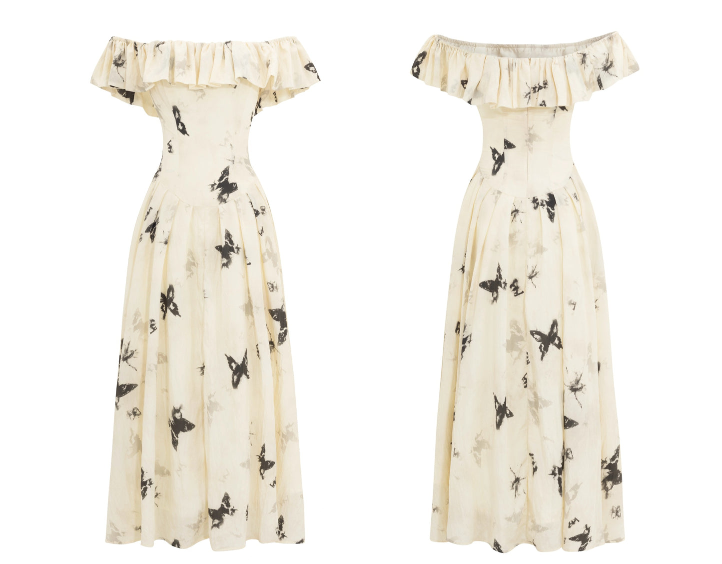 Two-Way Shoulder Butterfly Dress In Two Lengths