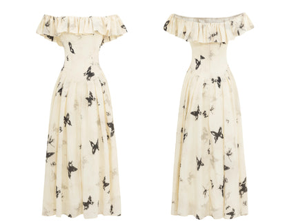 Two-Way Shoulder Butterfly Dress In Two Lengths
