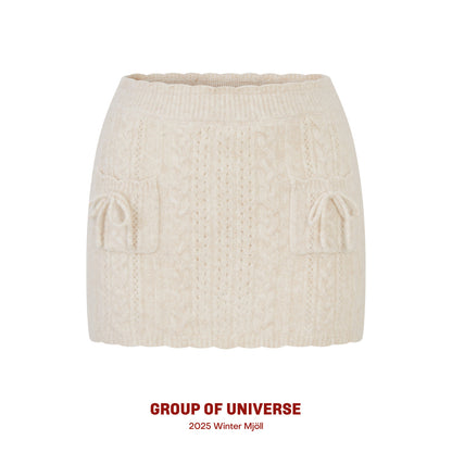 Slouchy Off-Shoulder Knit Top, Skirt & Shorts