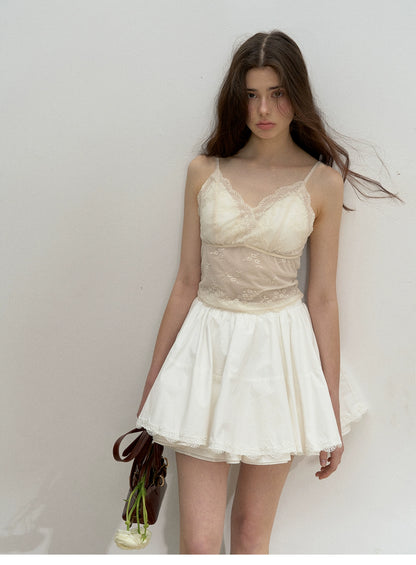 Sheer Lace Camisole With Embroidered Detail