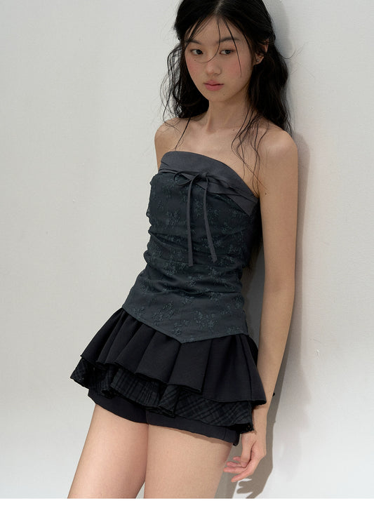 Shirred Back Lace Tube Top