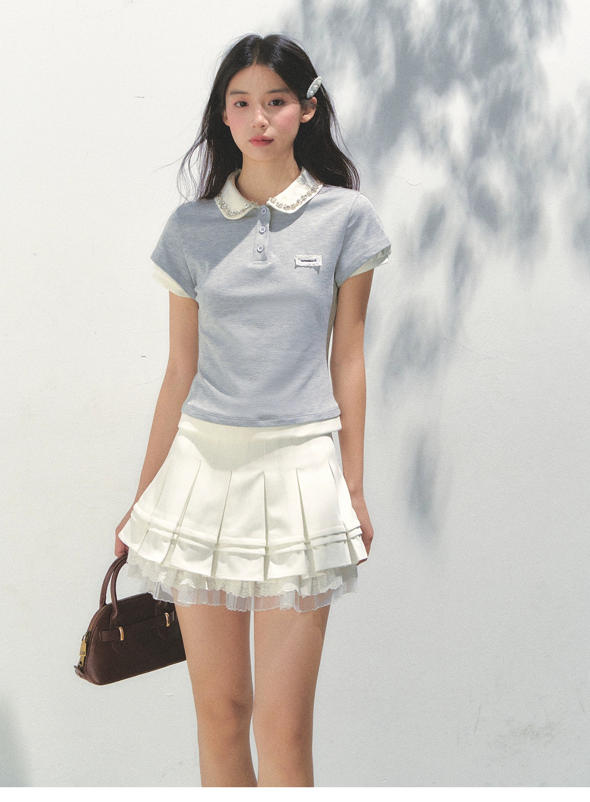 Bijou Collar Double Sleeve Polo