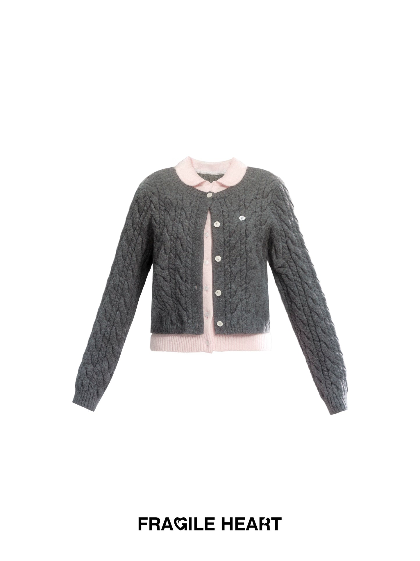 Color-Blocked Cropped Layered Cardigan