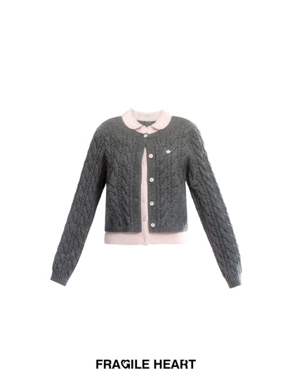 Color-Blocked Cropped Layered Cardigan