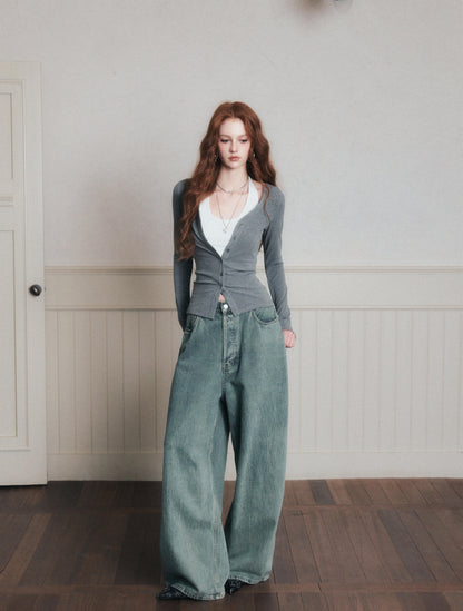 Fitted Button-Up Top With Halter Neck Top