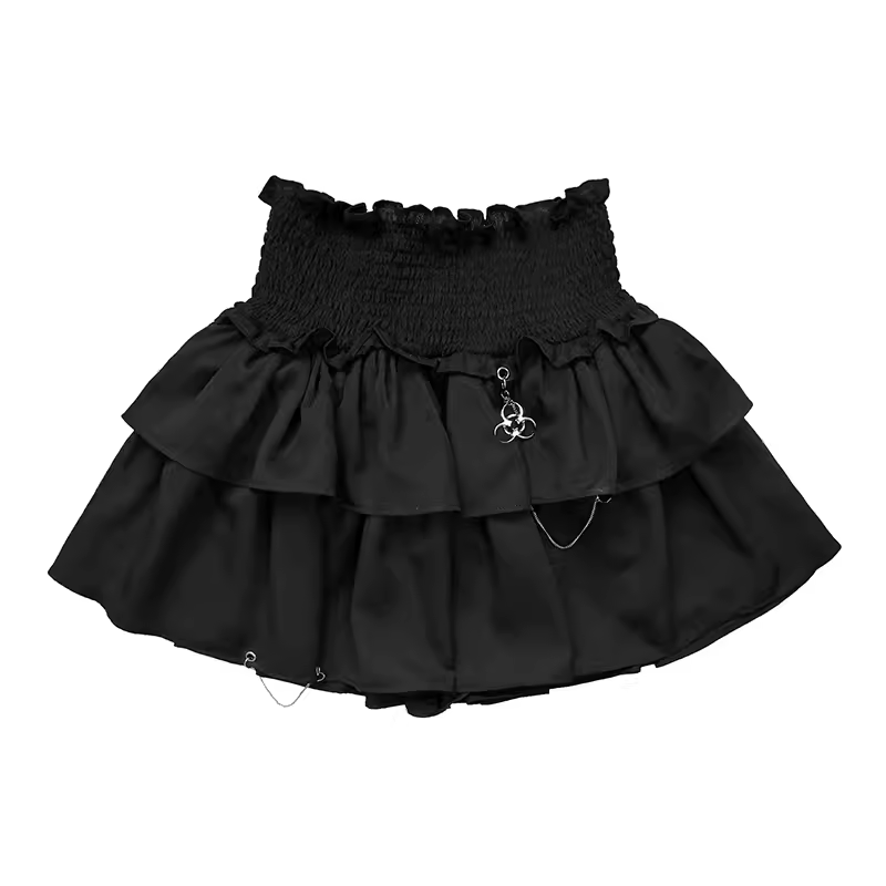 High Waist Tiered Mini Skirt With Charm