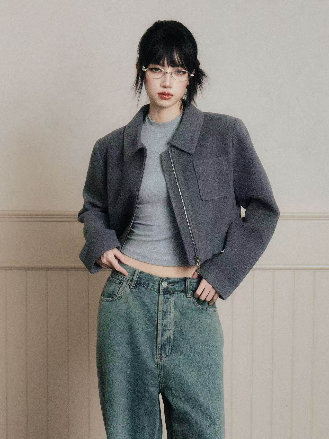 Structured Cropped Zip Jacket